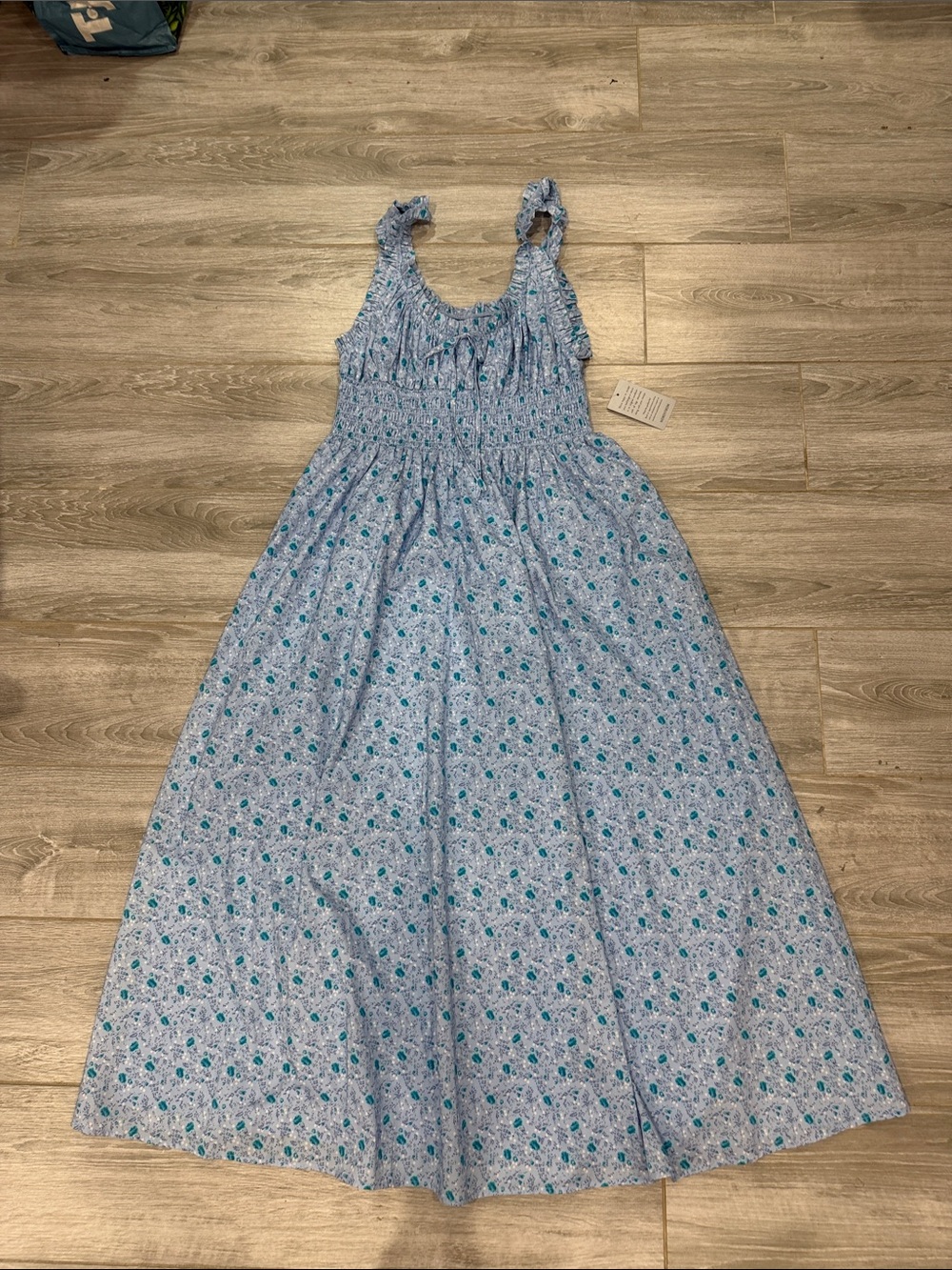Petal and Pup Light Blue Floral Smocked Sundress XL